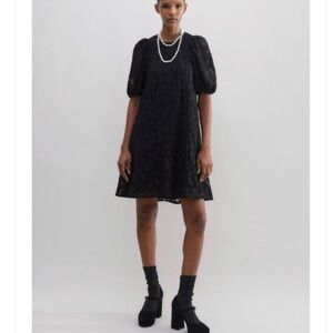 ME+EM Black Lined Lace Mini Dress